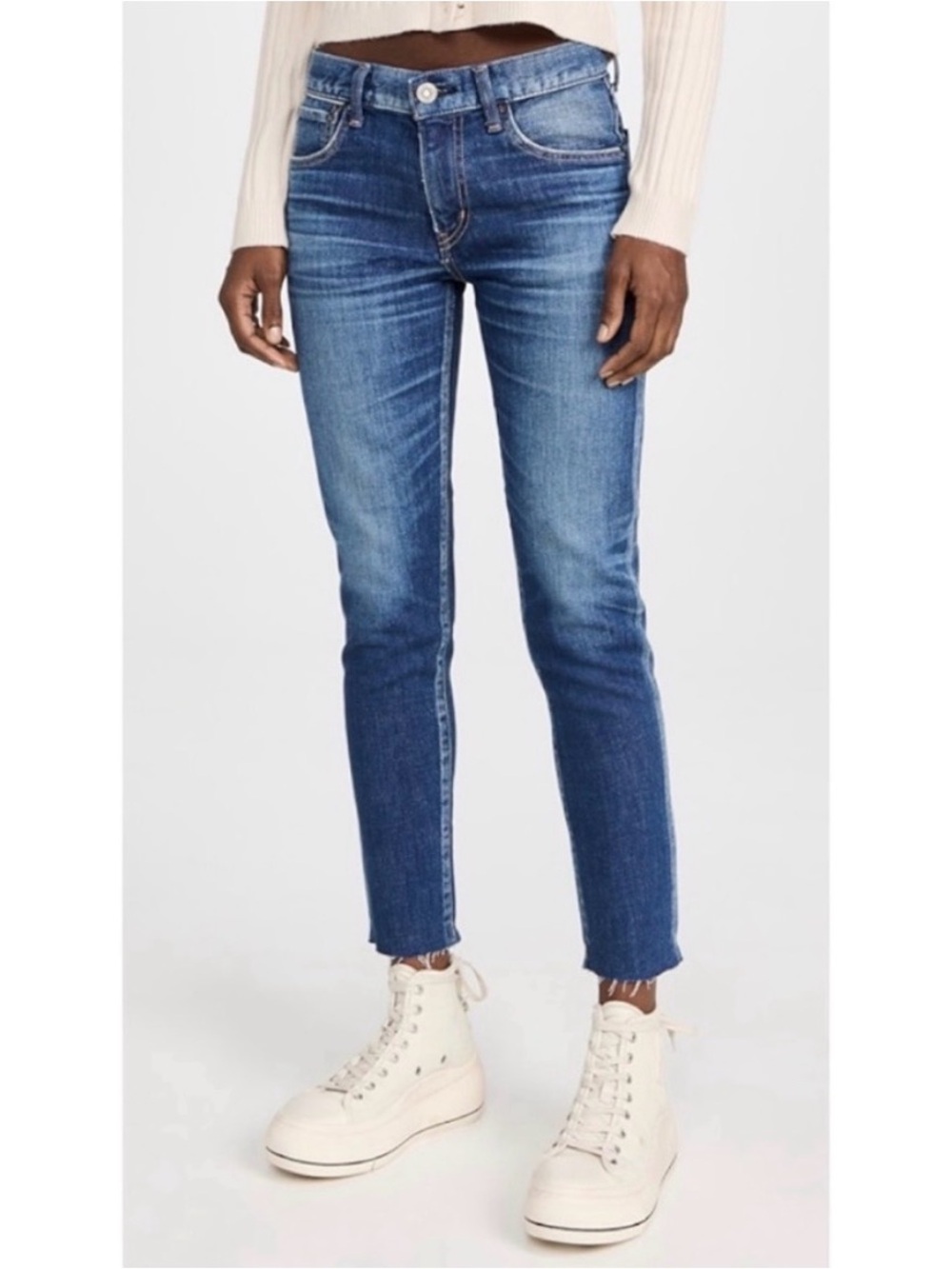 Moussy Vintage Warren Skinny Jeans Raw Hem Dark Wash Size 29
